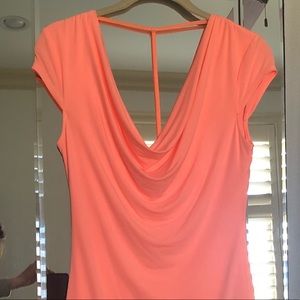 Drape Neck T-Back Dress Peach Size S